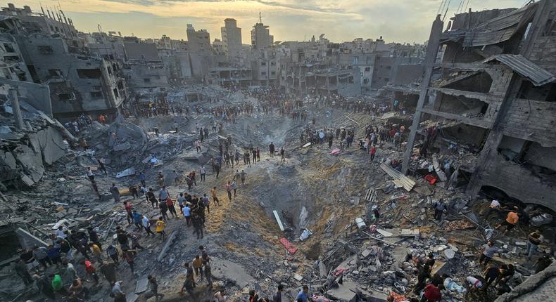The aftermath of an Israeli strike on the Jabalia refugee camp in Gaza.REUTERS