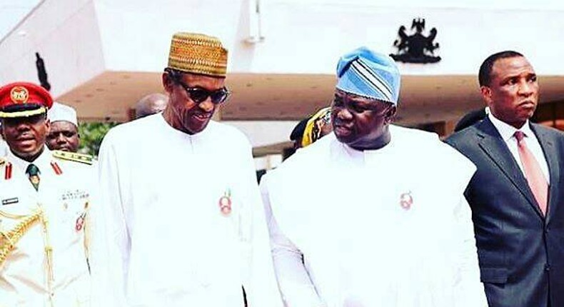 President Muhammadu Buhari with Lagos State Governor, Akinwunmi Ambode on December 15, 2016