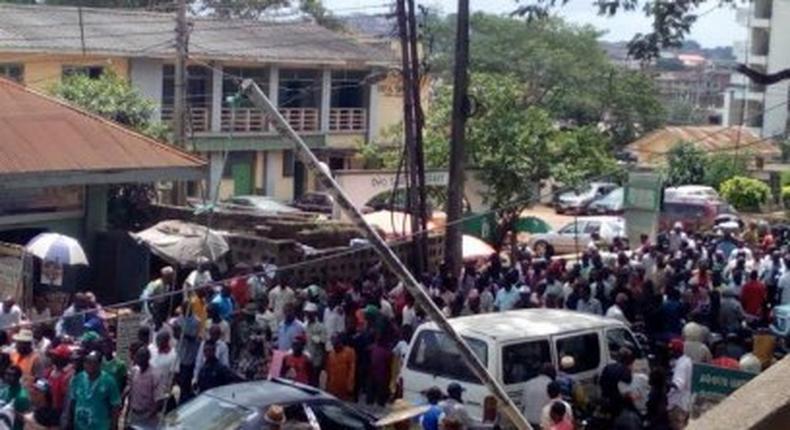 NLC protest over fuel price hike in Ibadan, Oyo State on May 18, 2016. (Twitter)