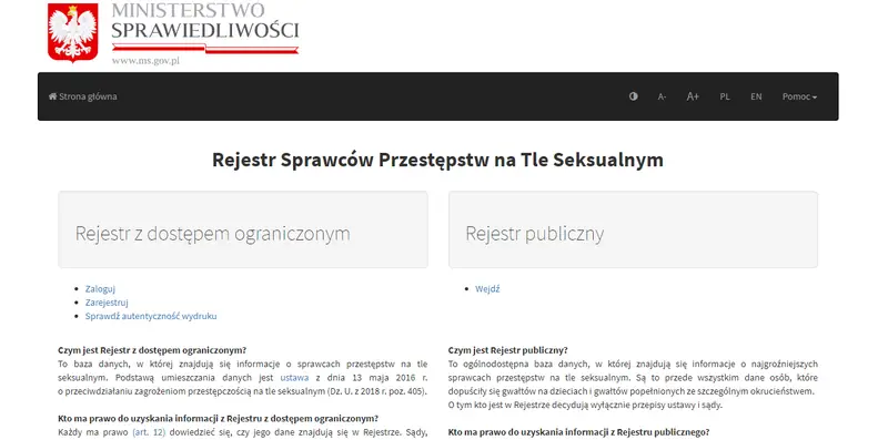 Rejestr Sprawców Przestępstw na Tle Seksualnym / Materiały prasowe