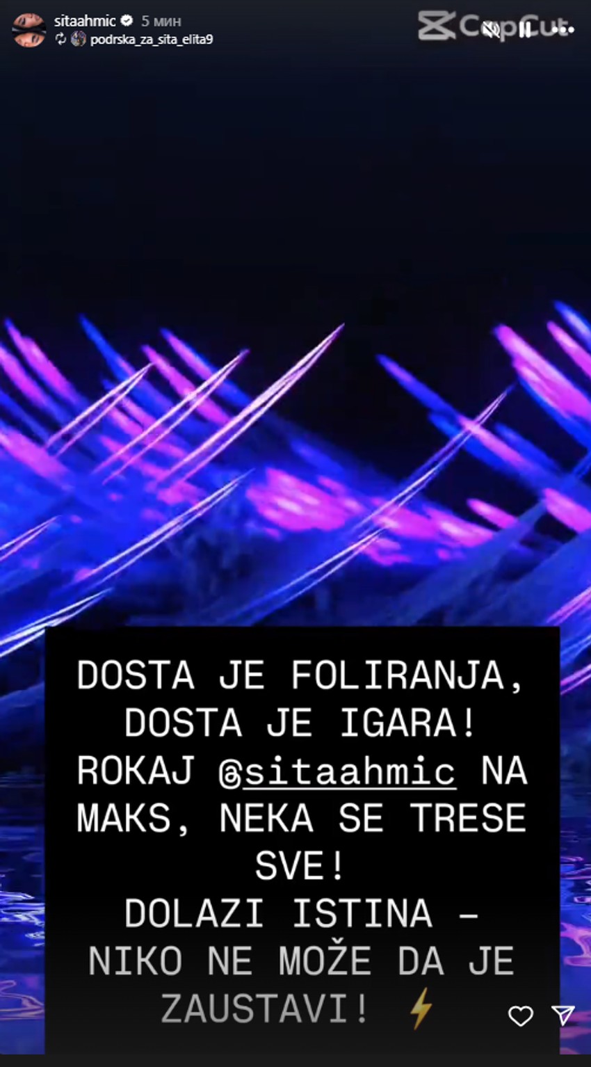 Objava koju je Sita Ahmić podelila