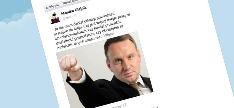 Wpadka Moniki Olejnik. Użyła fotomontażu zdjęć Dudy i Breivika