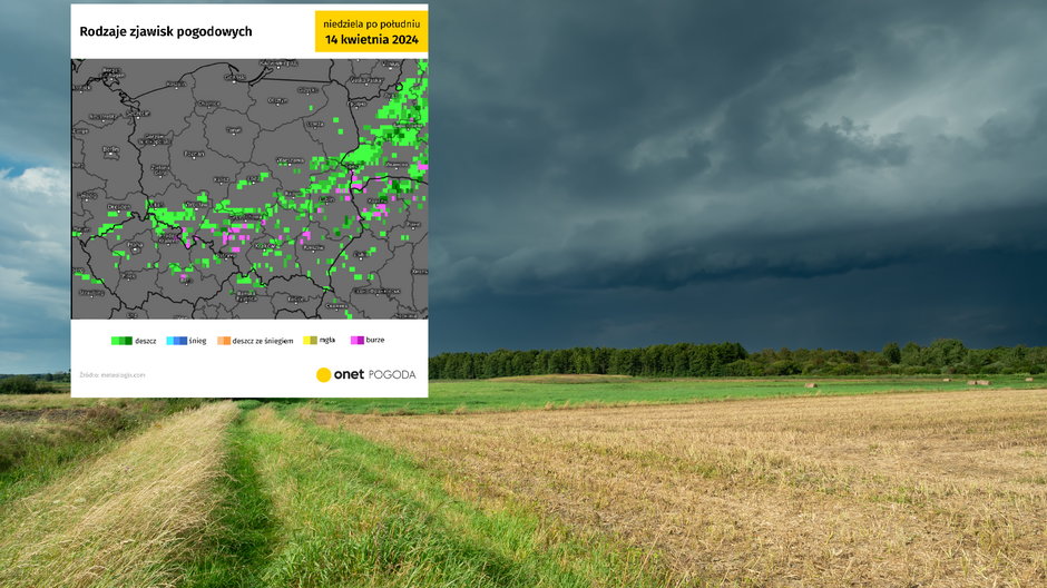 Dziś przez Polskę przejdzie burzowy front (screen: meteologix.com)