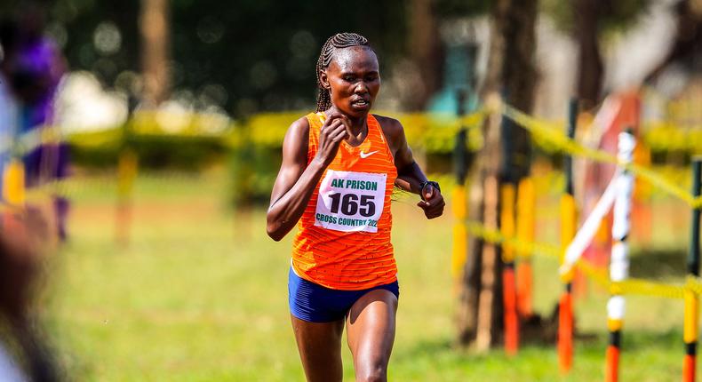 Two-time Chicago Marathon champion Ruth Chepng'etich competes at a past Cross-country race