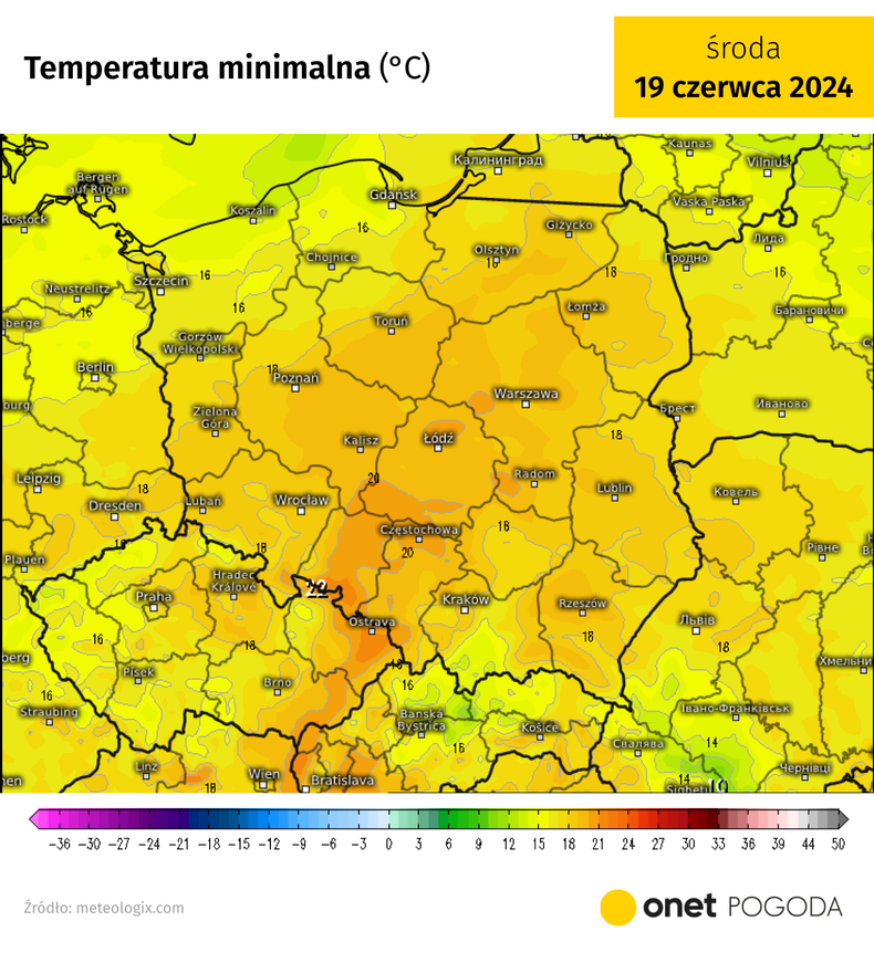 Na południowym zachodzie i w centrum szykuje się tropikalna noc