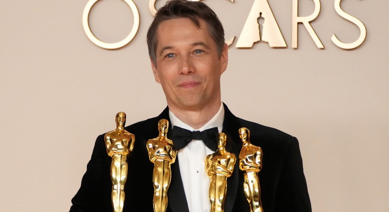 Sean Baker holding his four Oscars for Anora at the 97th Academy Awards.Jeff Kravitz/FilmMagic