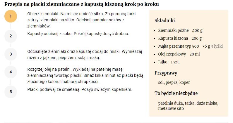 Przepis na placki ziemniaczane z kapustą kiszoną - FajneGotowanie.pl