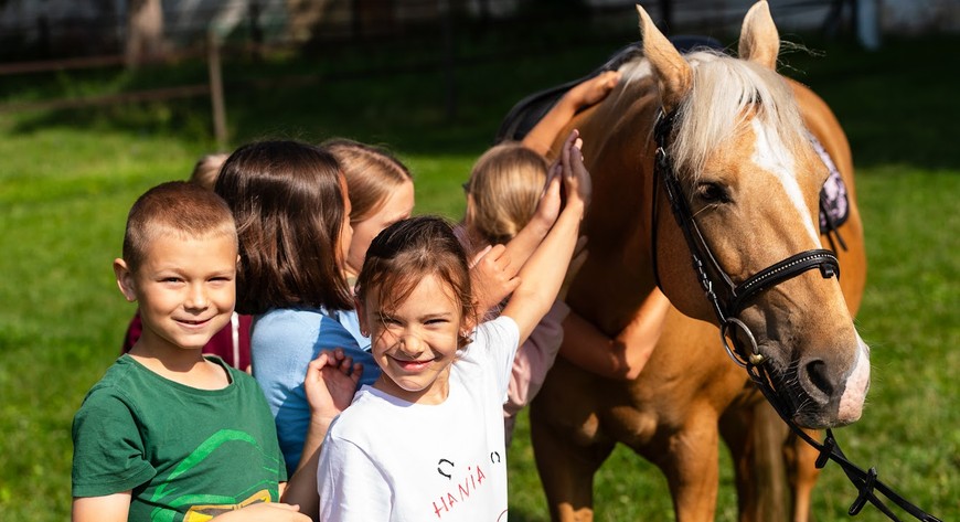 Półkolonie jeździeckie na Partynicach to obcowanie ze zwierzętami i naturą. 