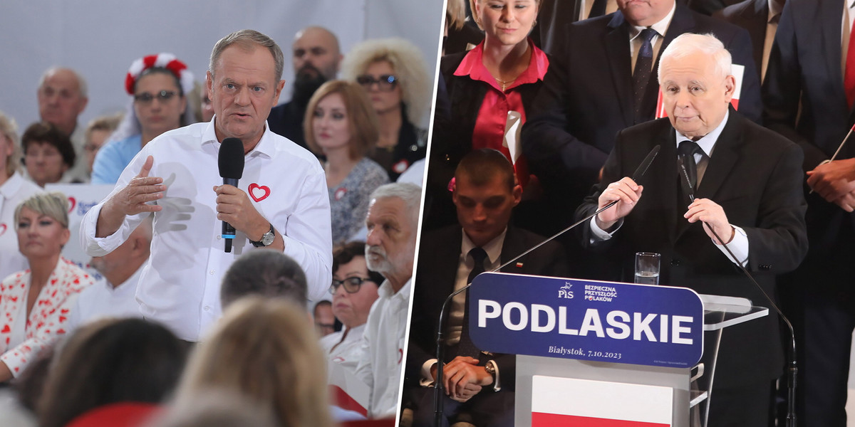 Tusk był w Płocku, a Kaczyński w Białymstoku.