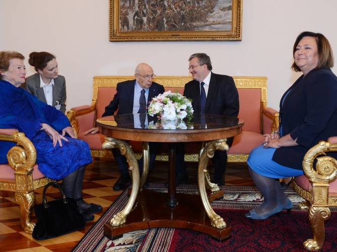 Anna i Bronisław Komorowscy oraz Clio i Giorgio Napolitano