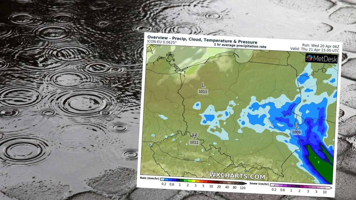 Prognoza pogody na czwartek, 21 kwietnia. Zimno i deszczowo, ale nie wszędzie