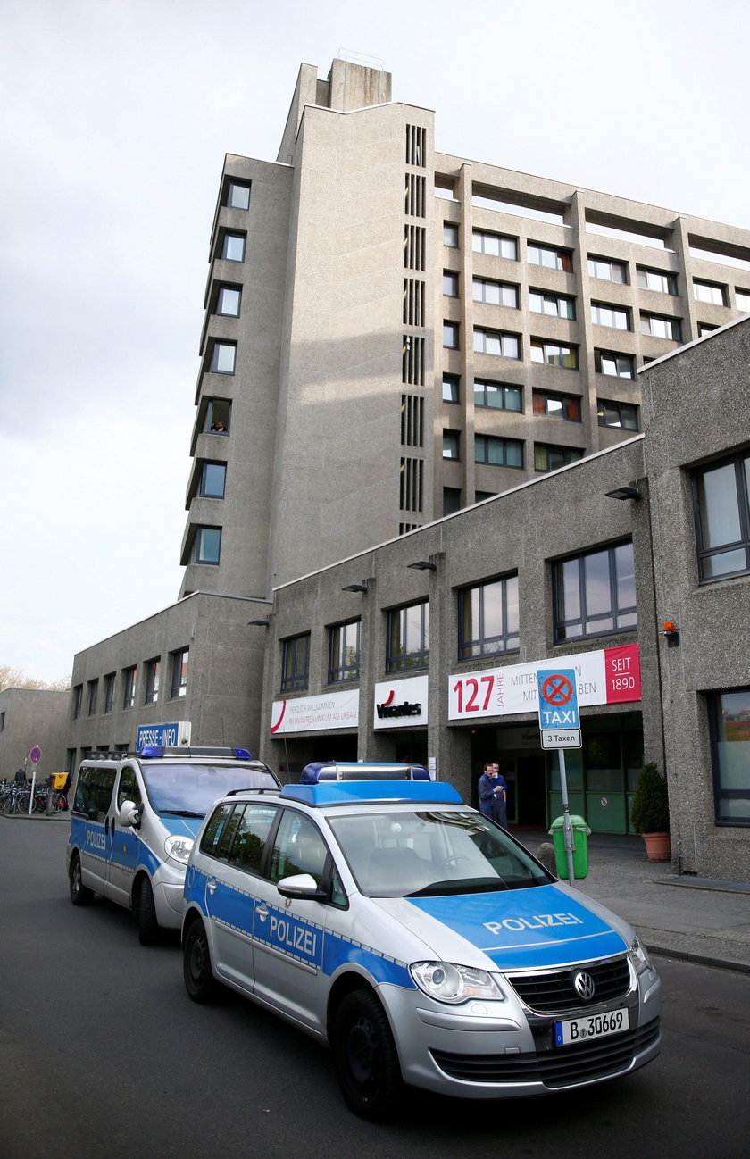 Police secures the area at the Urbankrankenhaus in Berlin