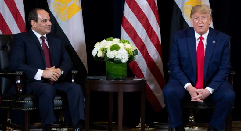US President Donald Trump and Egyptian President Abdel Fattah el-Sisi meet on the sidelines of the United Nations General Assembly in September 2019