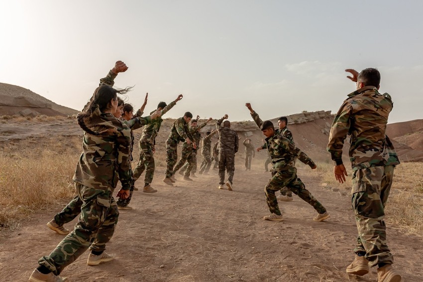 Irački Kurdi na vojnoj vežbi kod Erbila 11. juna 2023.