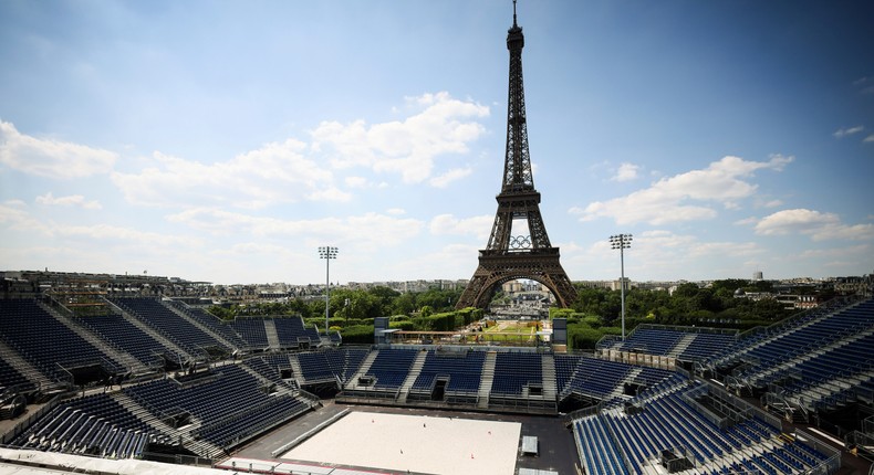 The Eiffel Tower Stadium was built for the Paris Olympics.Thomas Padilla/AP