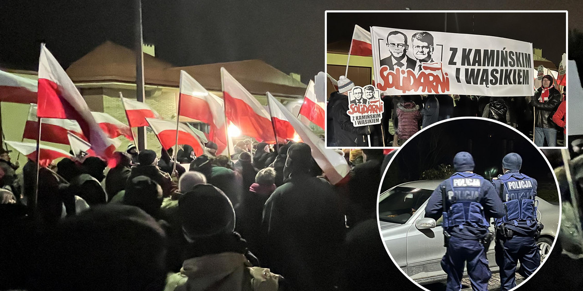 Tłum przed zakładem karnym w Radomiu. Domagają się uwolnienia Kamińskiego.