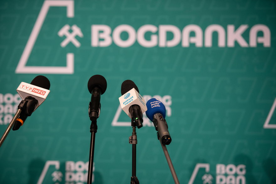 Konferencja prasowa minister klimatu i środowiska Anny Moskwy w siedzibie LW Bogdanka w Bogdance