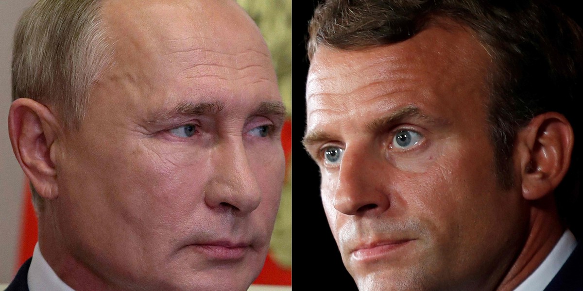 Prezydent Rosji Władimir Putin i prezydent Francji Emmanuel Macron. 