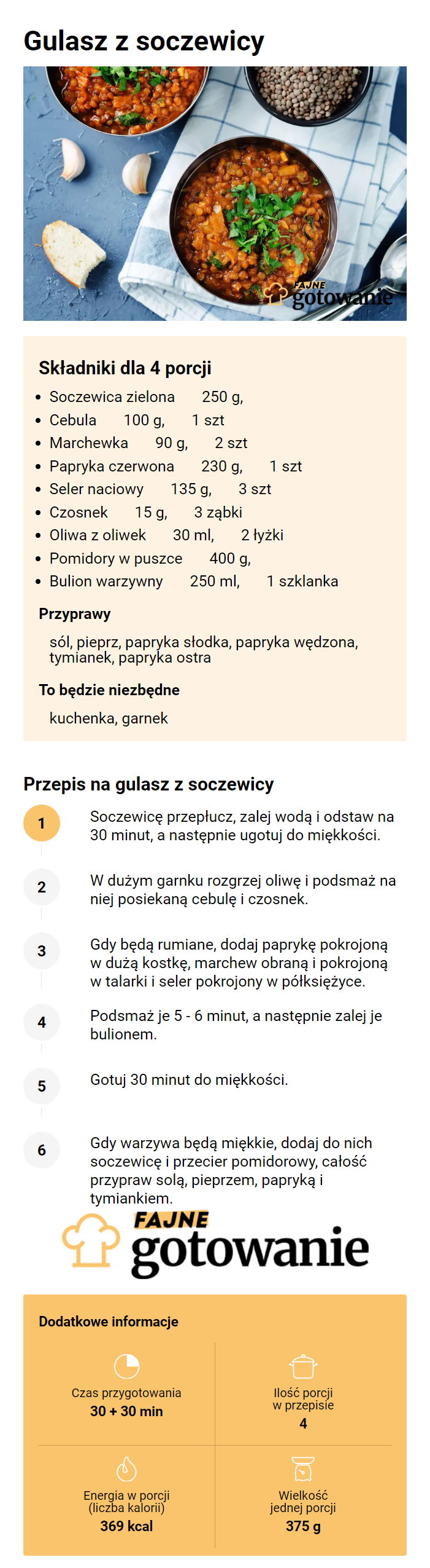 Gulasz z soczewicy