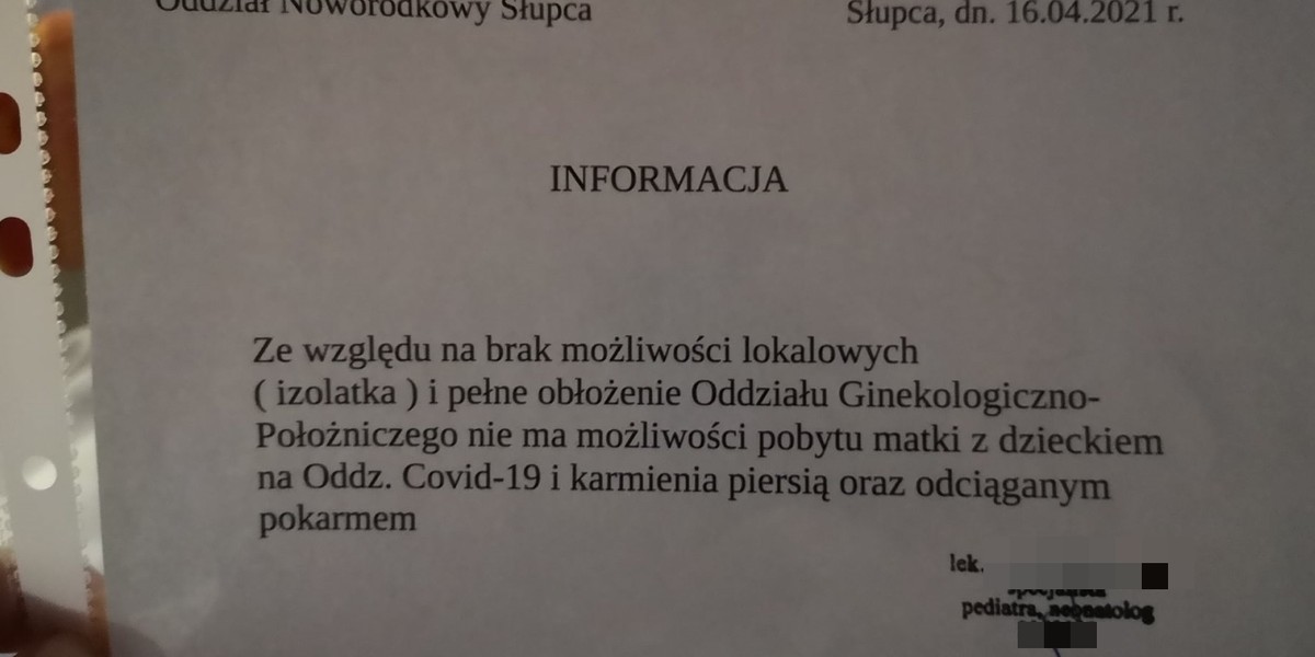 W szpitalu w Słupcy matki zakażone koronawirusem nie mają możliwości karmienia noworodków piersią.