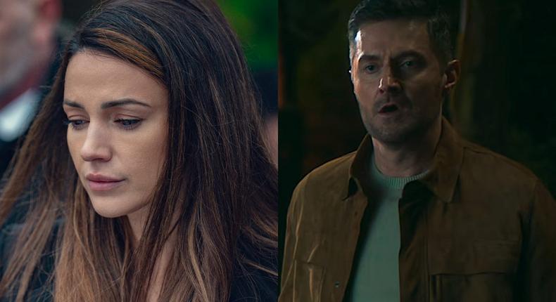 Michelle Keegan as Maya Stern and Richard Armitage as Joe Burkett in Fool Me Once.Netflix