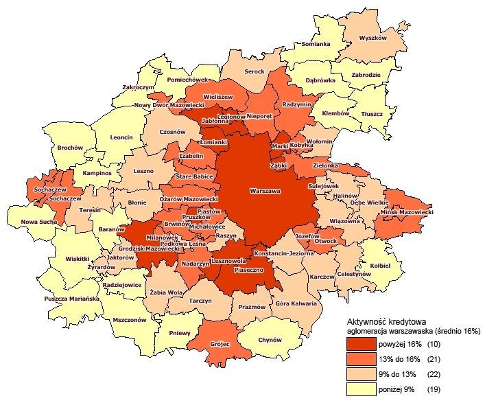 Aktywność kredytowa - aglomeracja warszawska, źródło: BIK