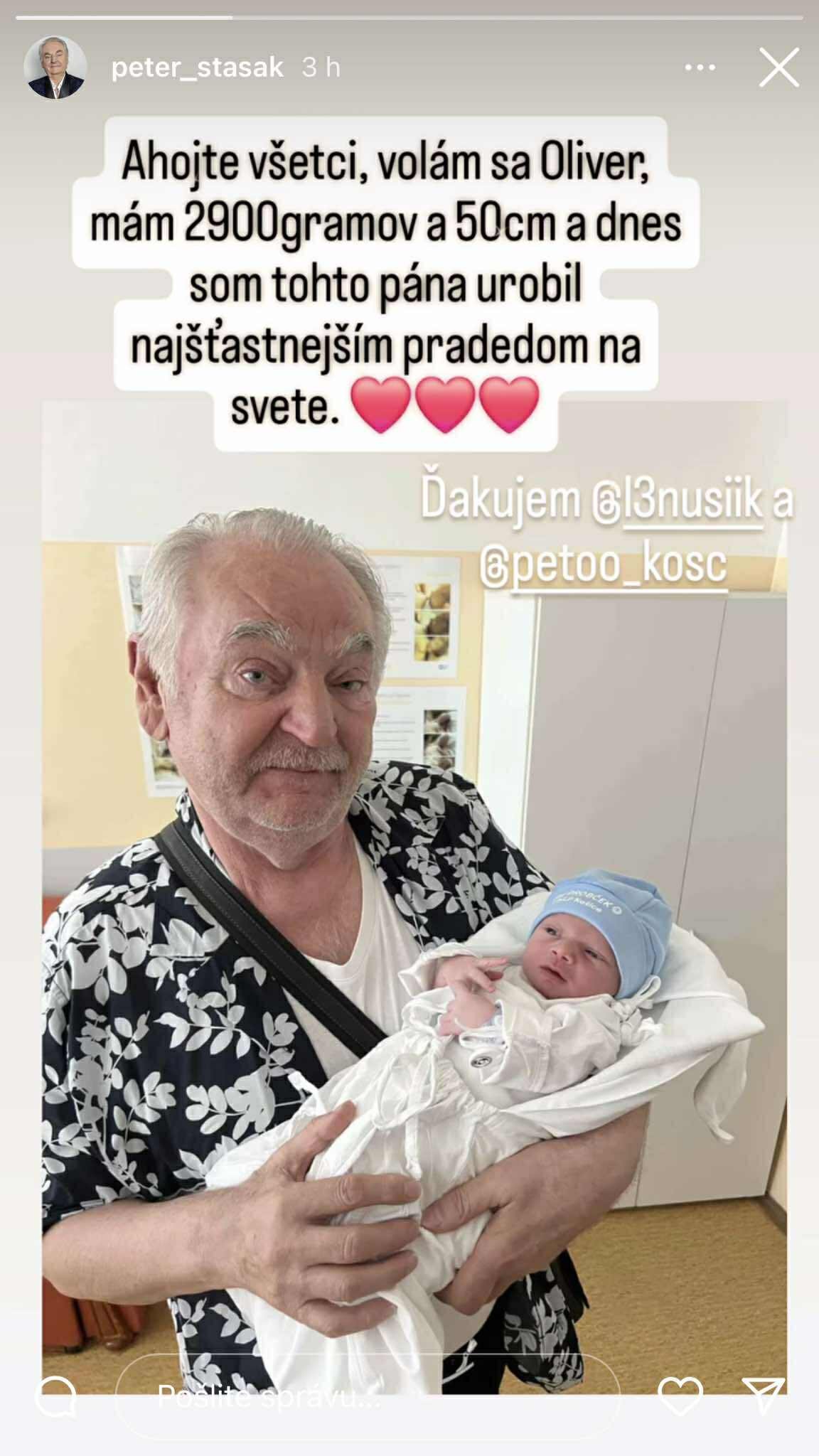 Peter Stašák sa stal 24. júna 2025 pradedkom. 
