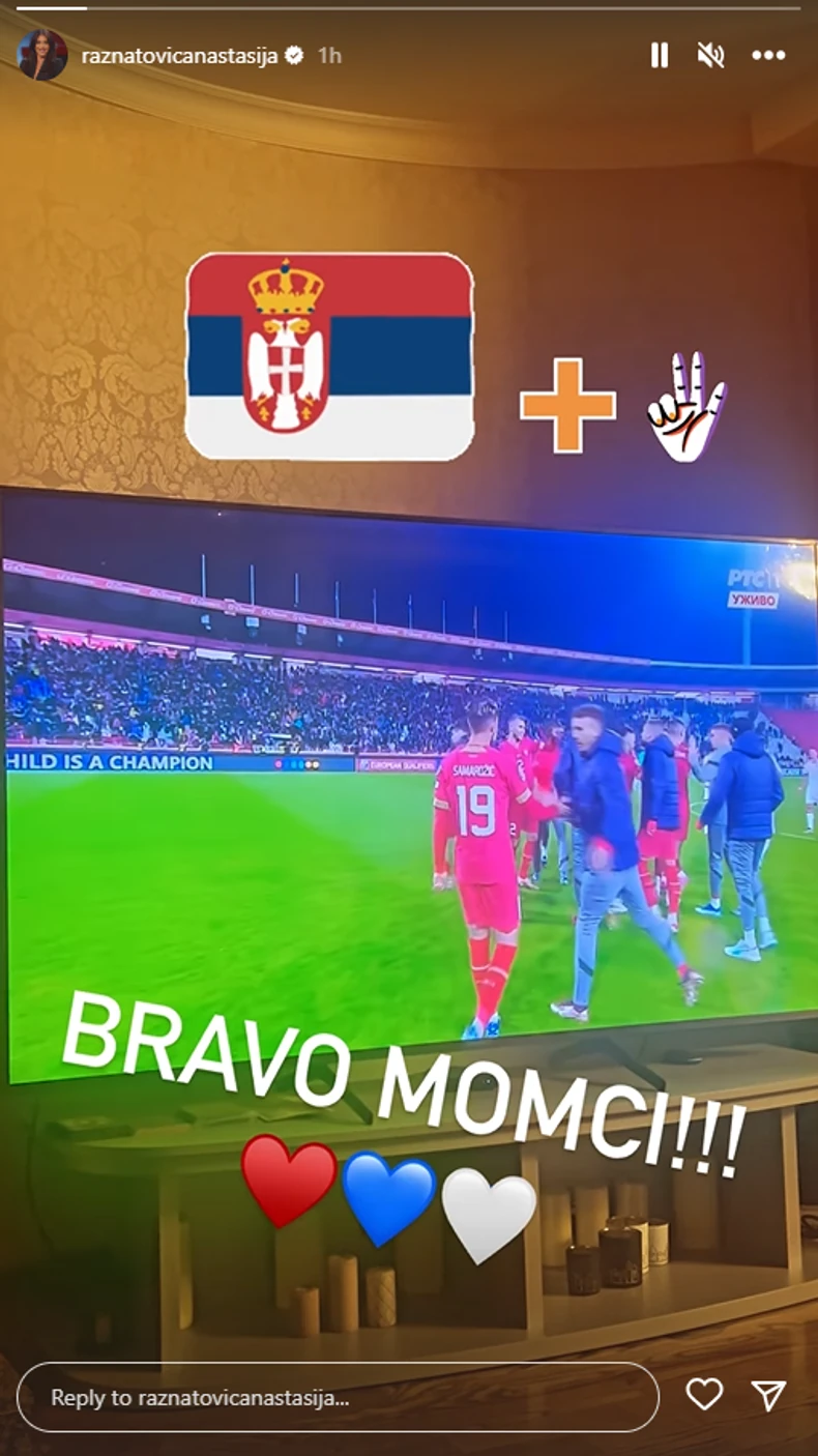 Anastasija podržala naše fudbalere