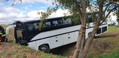 Autobus wjechał do rowu. 31 dzieci trafiło do szpitali