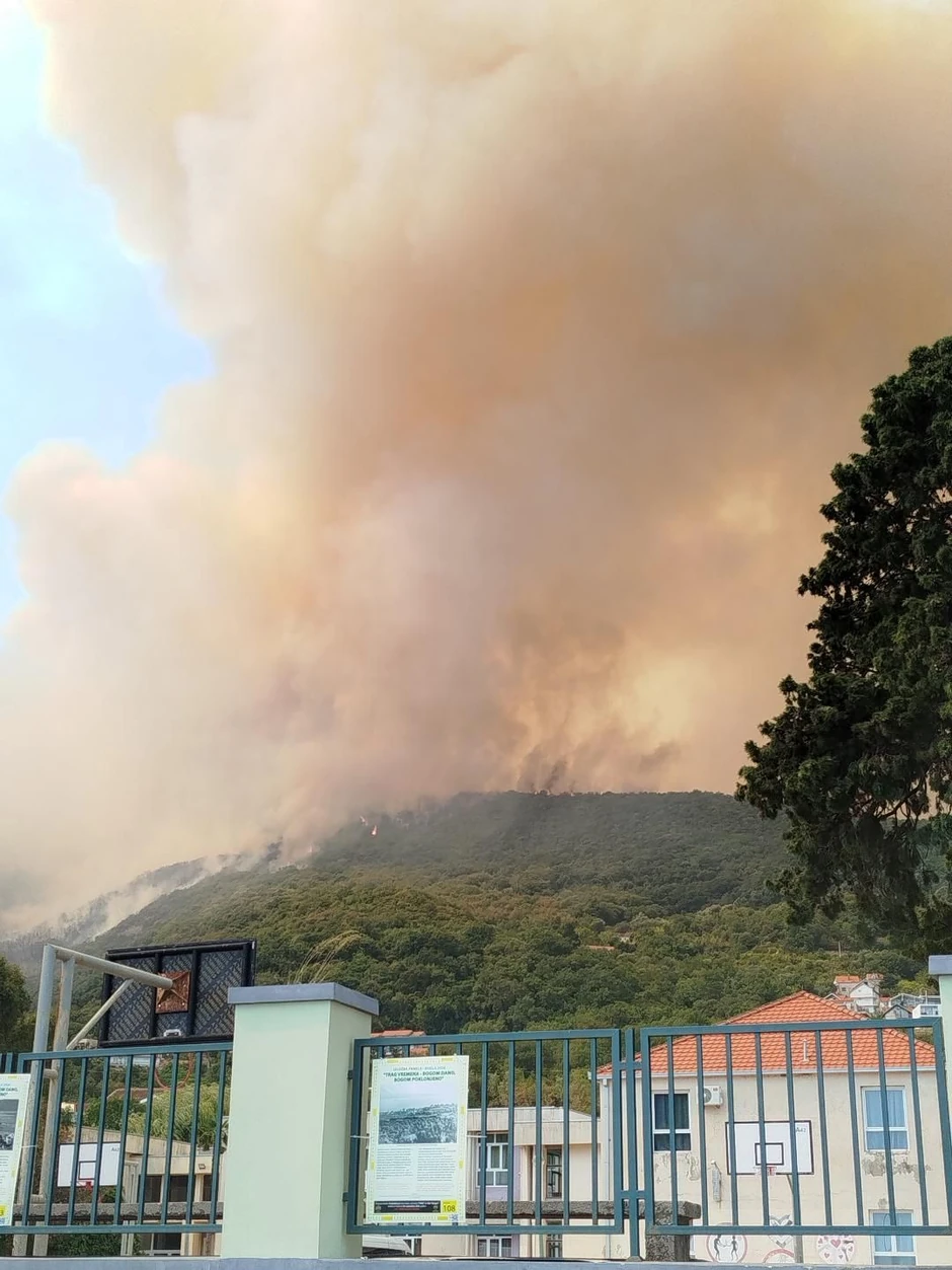 Vatra guta šumu iznad Bokokotorskog zaliva