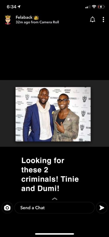 Wizkid threatens Tinie Tempah and Dumi Oburota. (Twitter/WizkidAyo/Snapchat/Felaback)