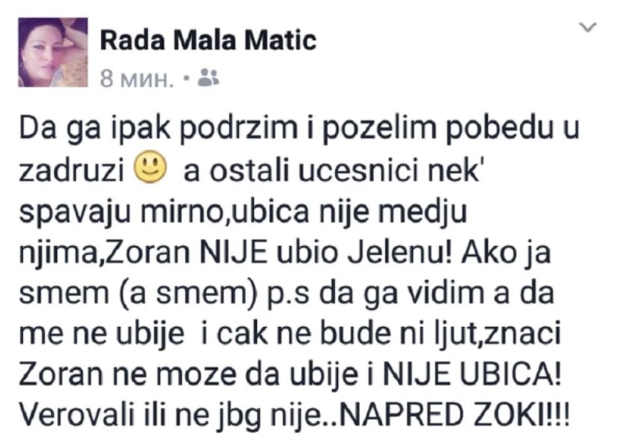 Radin status posvećen Zoranovom učešću u "Zadruzi"