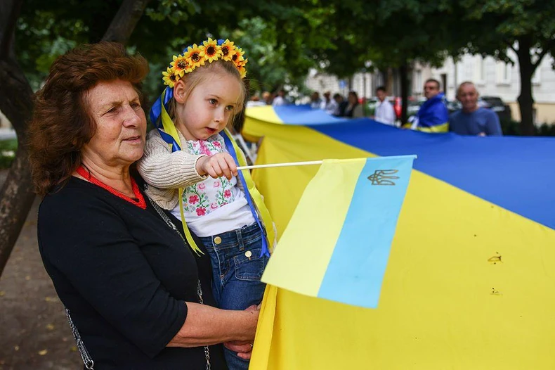 Ukrajinci slave Dan nacionalne zastave u poljskom Krakovu, 23. avgust 2025. | Foto: NurPhoto/Getty Images