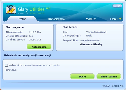 Glary Utilities Pro po pobraniu musi być zainstalowany oraz zarejestrowany w trakcie trwania oferty