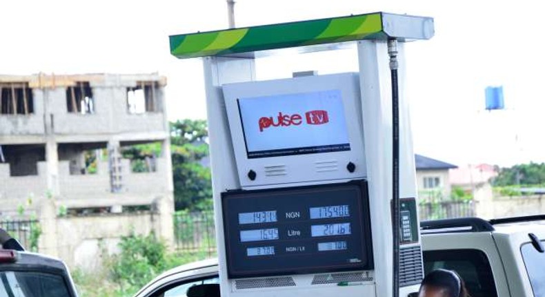 Pulse TV up-to-date news at a Forte oil fuel station in Lagos