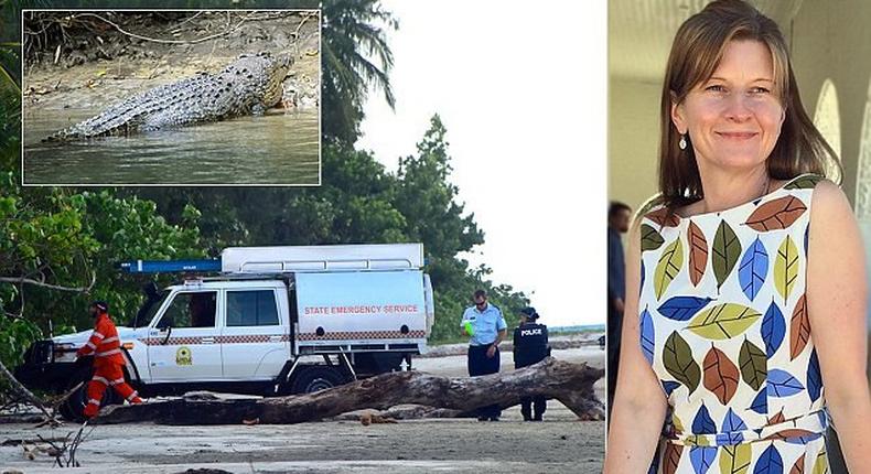 Cindy Waldron dragged away by a crocodile during a late night swim