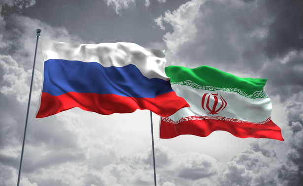 Flagi Rosji i Iranu