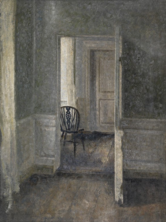 Vilhelm Hammershøi, "Wnętrze z krzesłem windsorskim" (1913) 