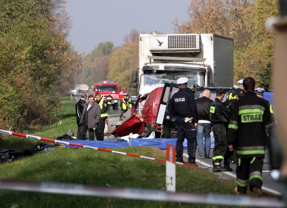 Wypadek w Nowym Mieście, fot. Piotr Polak/PAP