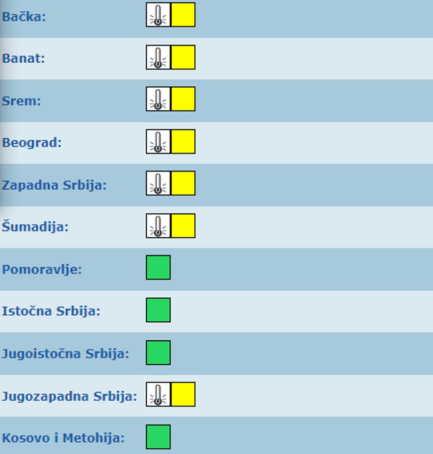 Meteoalarm za 4. decembar