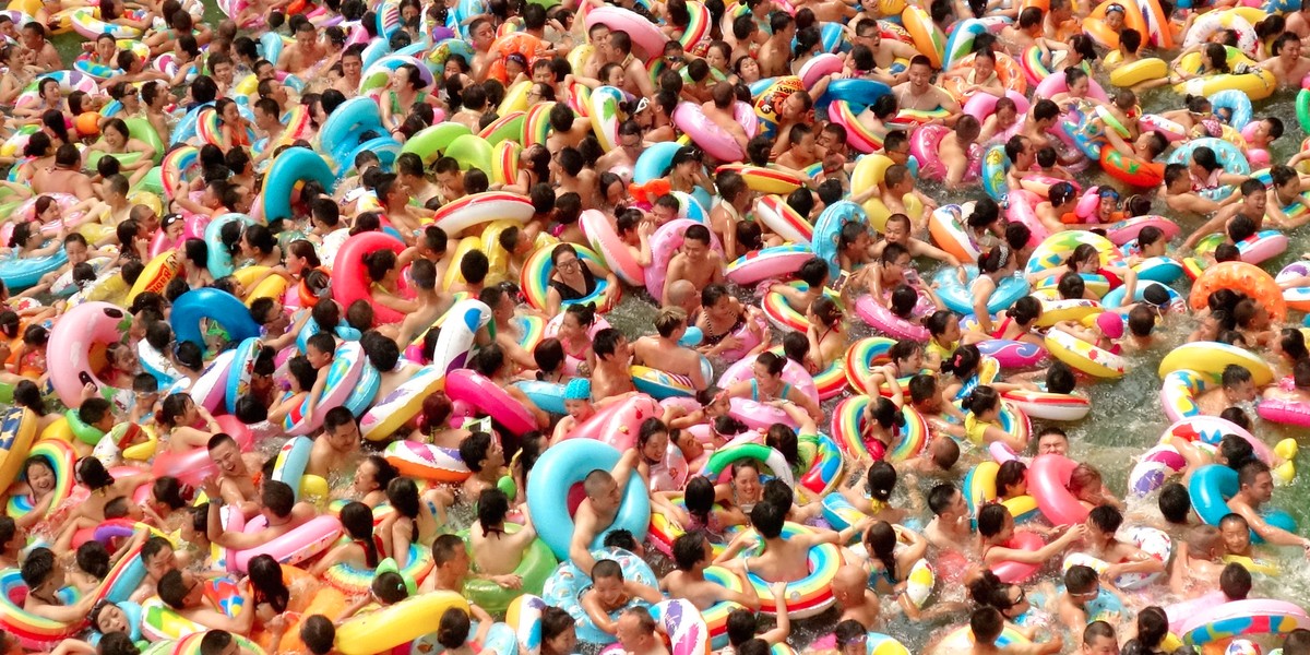 A swimming pool in Daying county in China's Sichuan province.