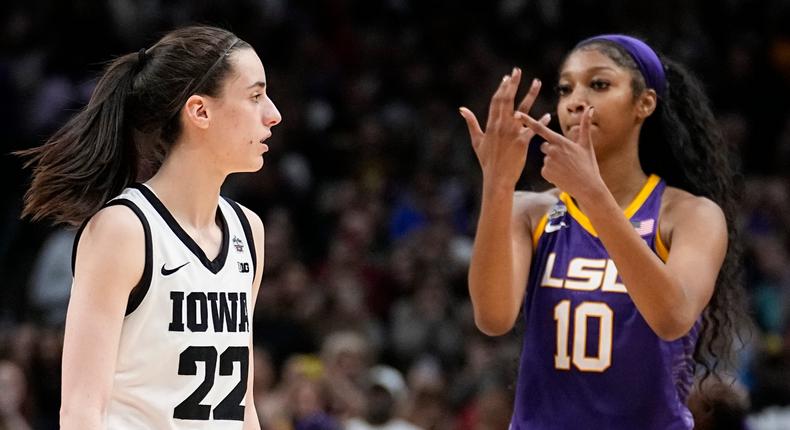 Caitlin Clark (left) and Angel Reese are two of the biggest stars in college basketball.AP Photo/Tony Gutierrez