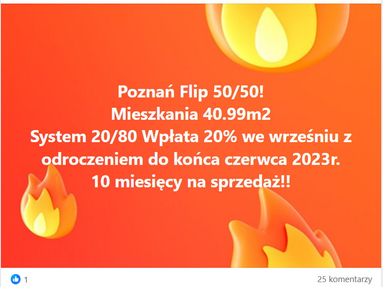 Oferta flipu 50/50 z jednej z fliperskich grup.