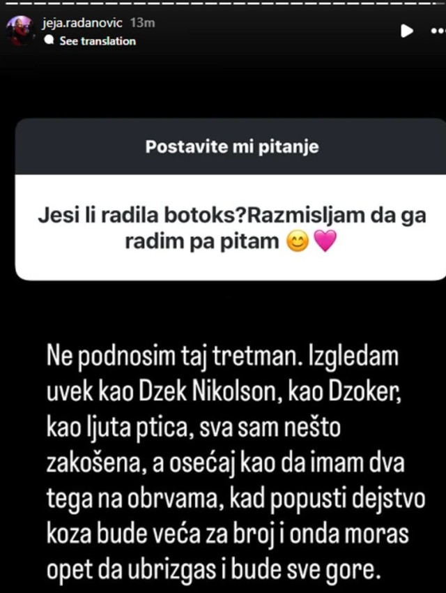 Jelena Radanović ogovara na pitanja o botoksu