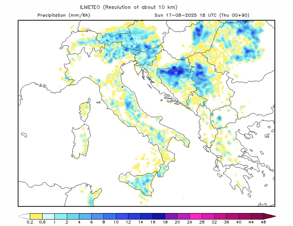 Padavina za nedelju, 17. avgust
