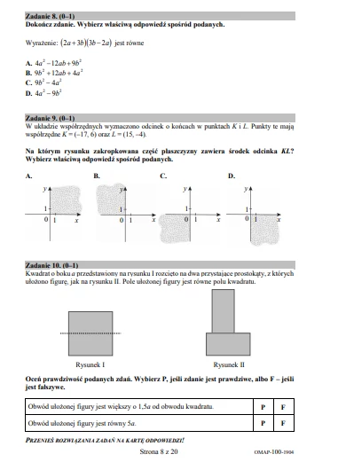 Egzamin ósmoklasisty 2019 Matematyka Arkusze I Odpowiedzi