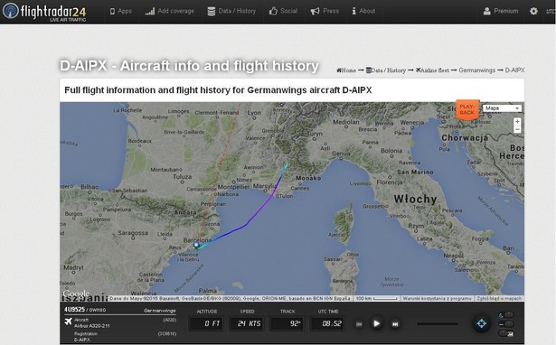 Samolot leciał z Barcelony do Duesseldorfu. Do katastrofy doszło koło francuskiego miasta Barcelonette