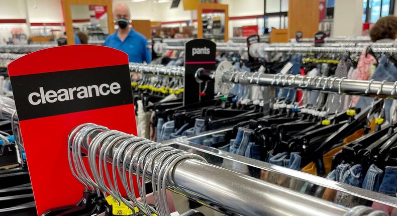 The clearance rack at T.J. Maxx clothing store in Annapolis, Maryland, on May 16, 2022, as Americans brace for summer sticker shock as inflation continues to grow.