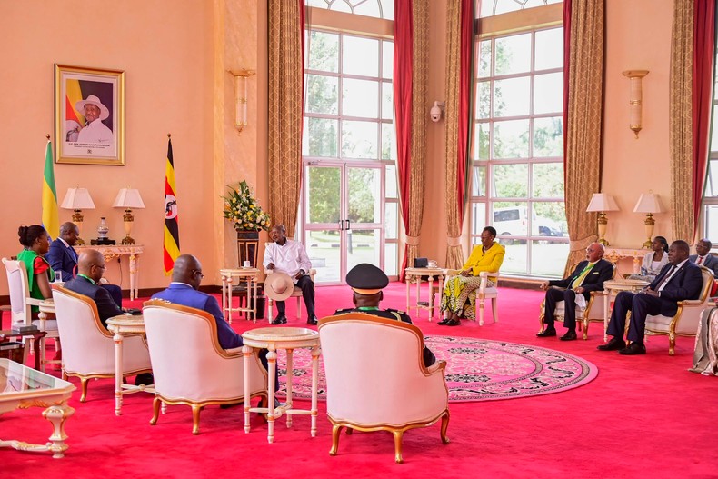 Nguema updated Museveni on the progress of Gabon's transition timetable, including the upcoming referendum.