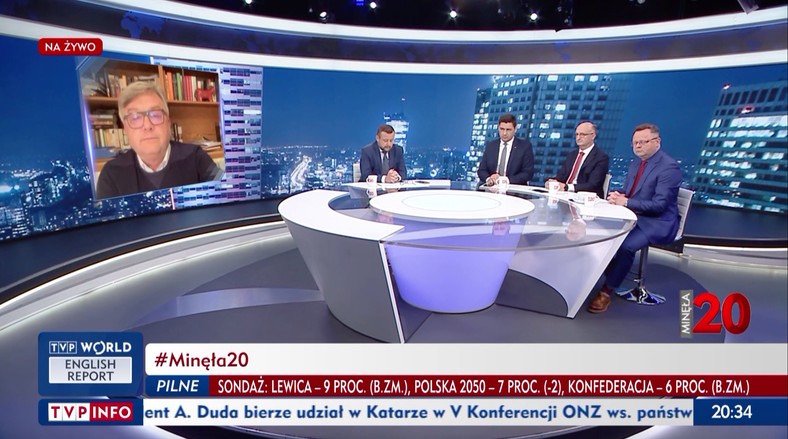 Kadr z programu "Minęła 20" na antenie TVP Info